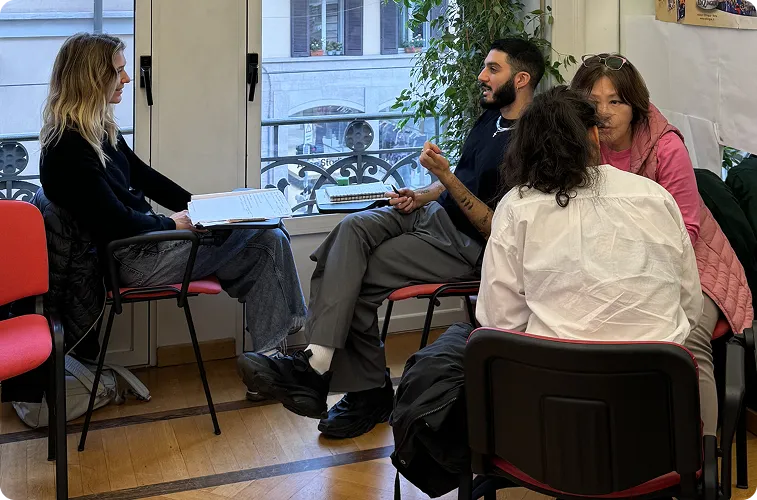 Students in class during their study abroad program in Italy