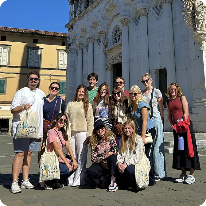 A group of students eating ice cream in Salerno during their study abroad in Italy