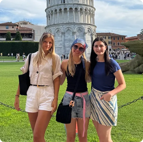 Two college students in Milan during their study abroad program in Italy