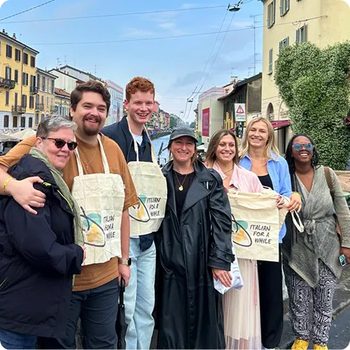 A group of college students in Sestri Levante during their study abroad in Italy