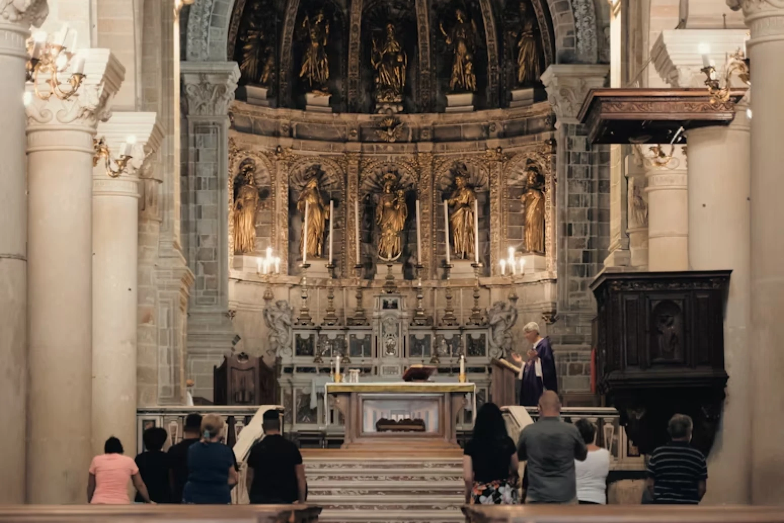 People attending mass in Italy
