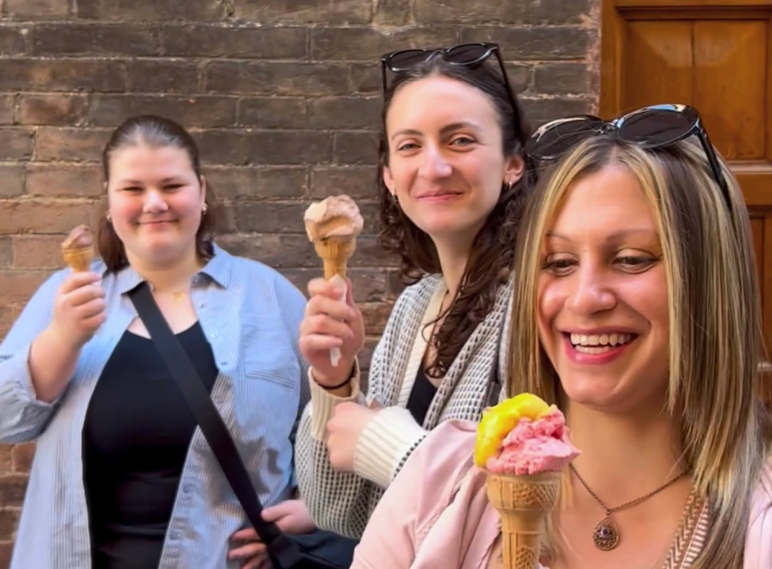 Andi eating gelato with some friends during a day trip to Siena