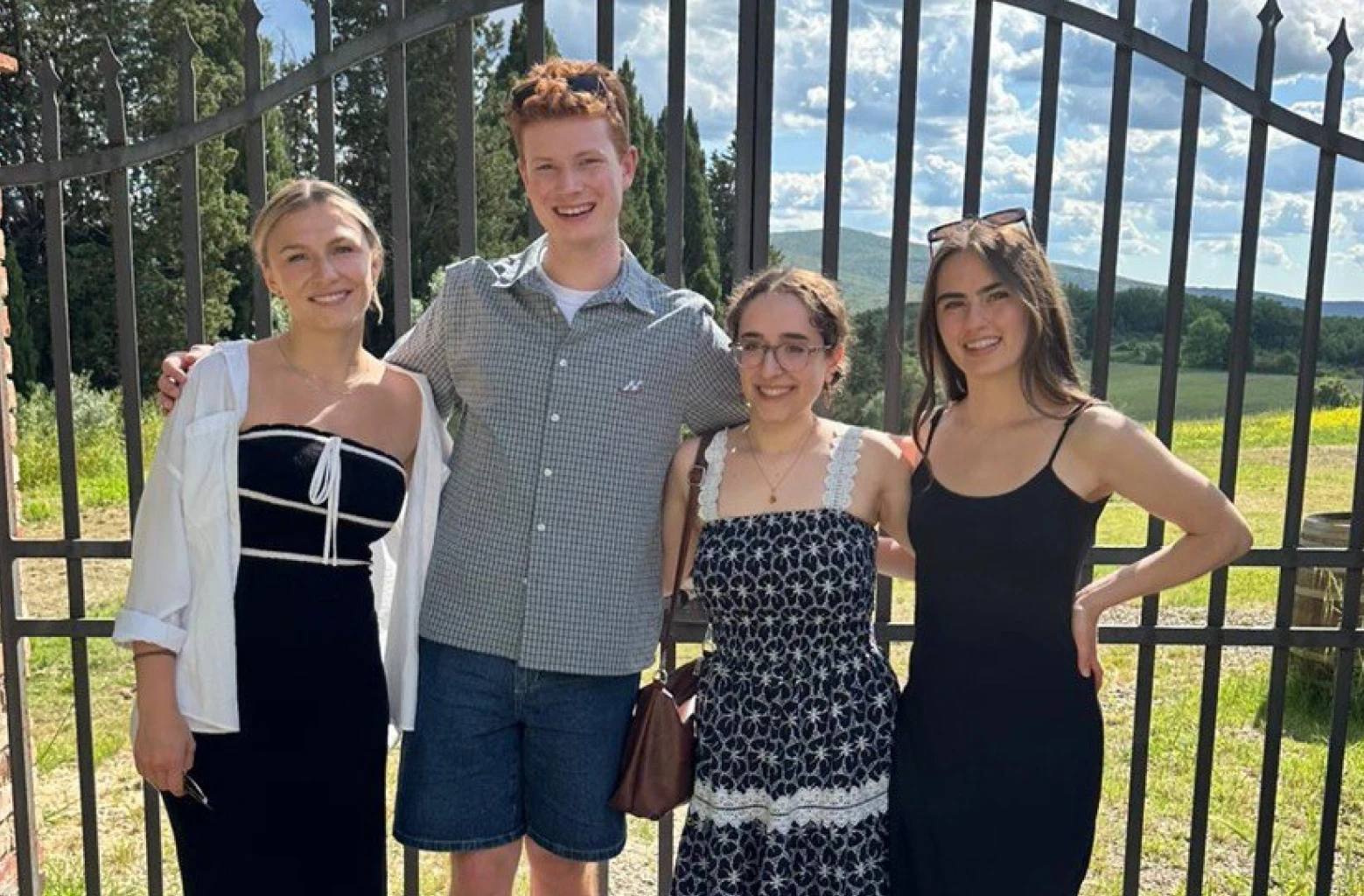 Hamish with 3 friends during his gap experience in Italy