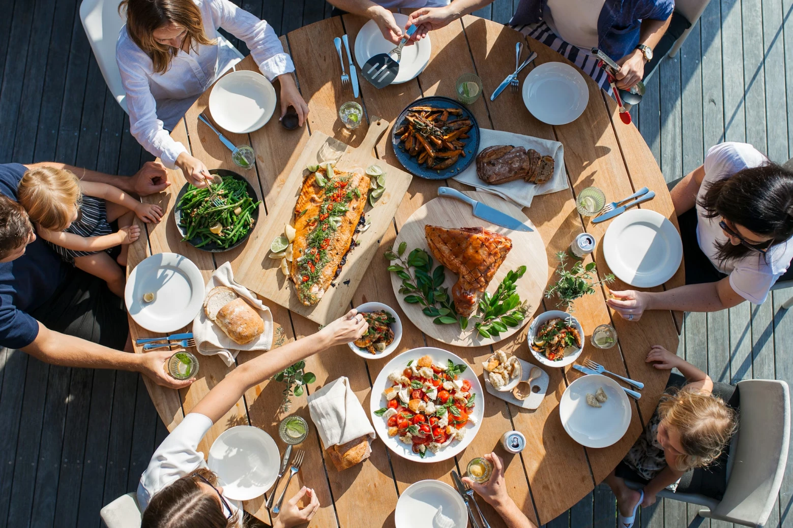 A family having lunch on Easter sunday