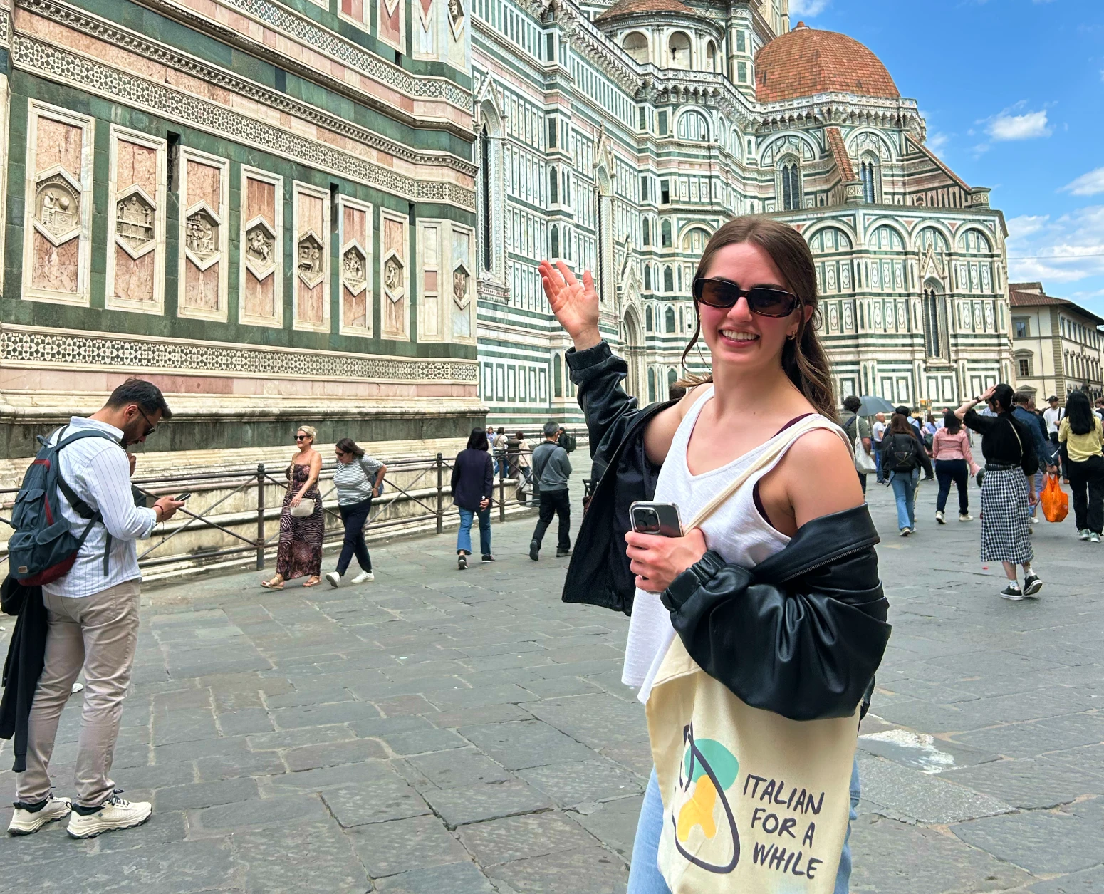 American student in Florence during her study abroad in Italy