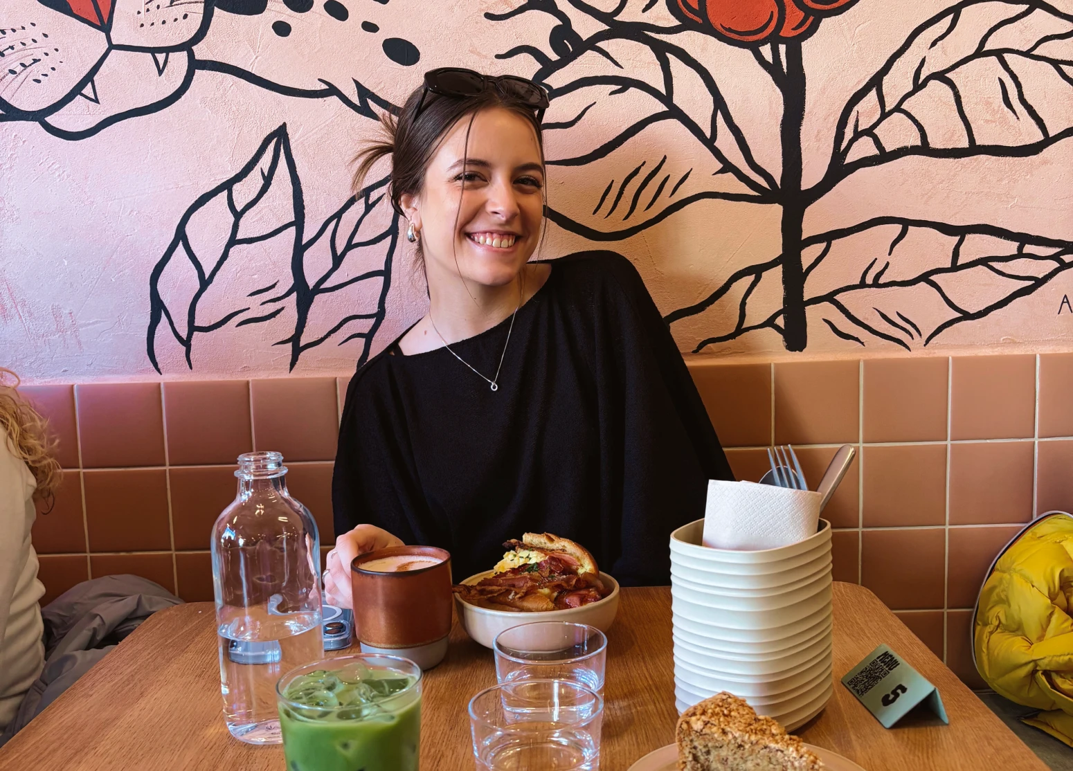 Gap year student in Italy having brunch on a weekend