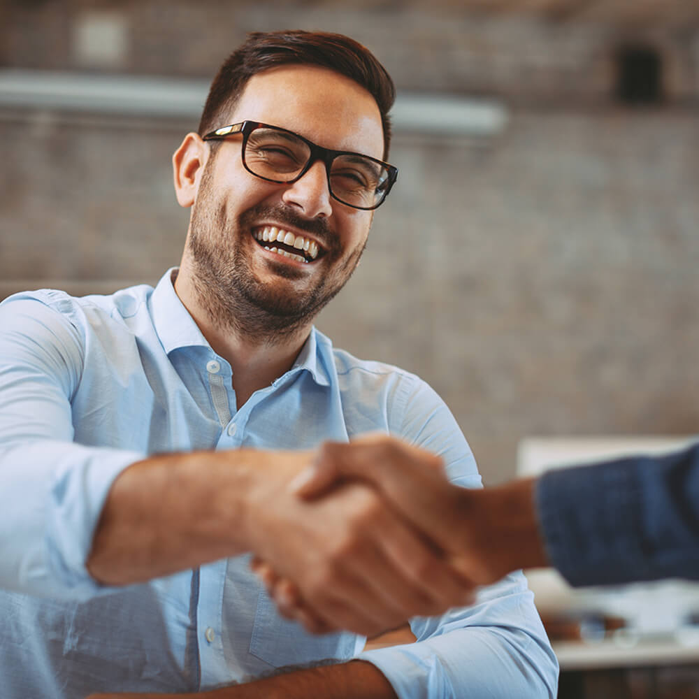 Customer shaking hands