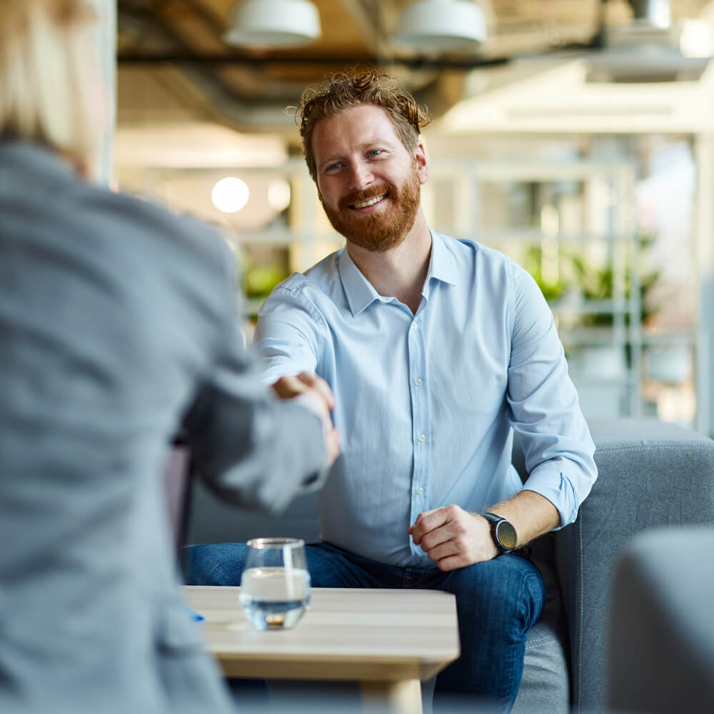 A man working with a banker