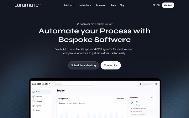 Software development company website mockup