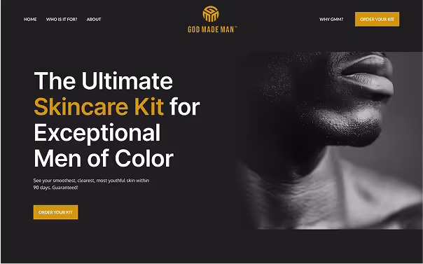 Skincare product website mockup