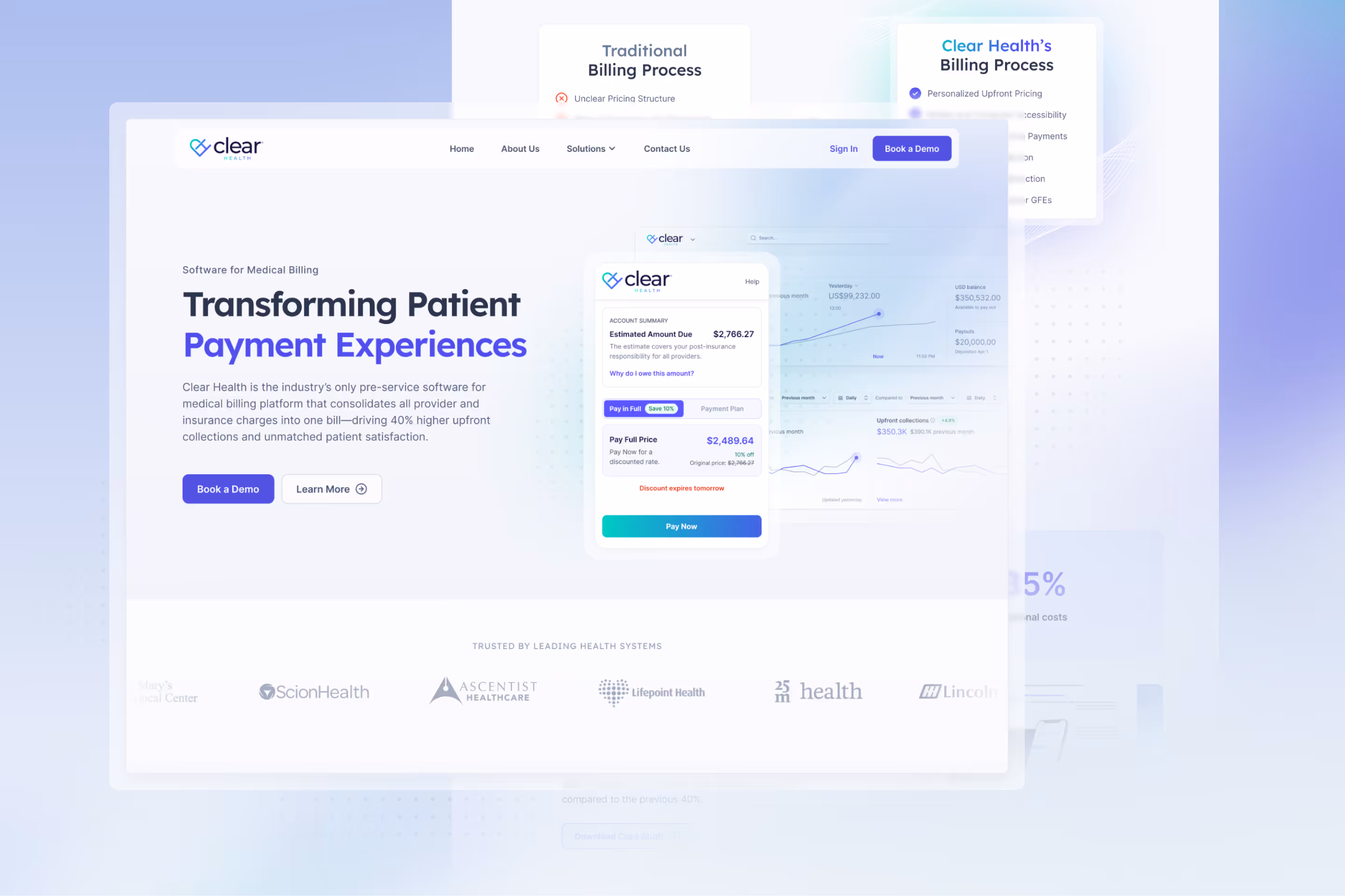 Clear health website design mockup