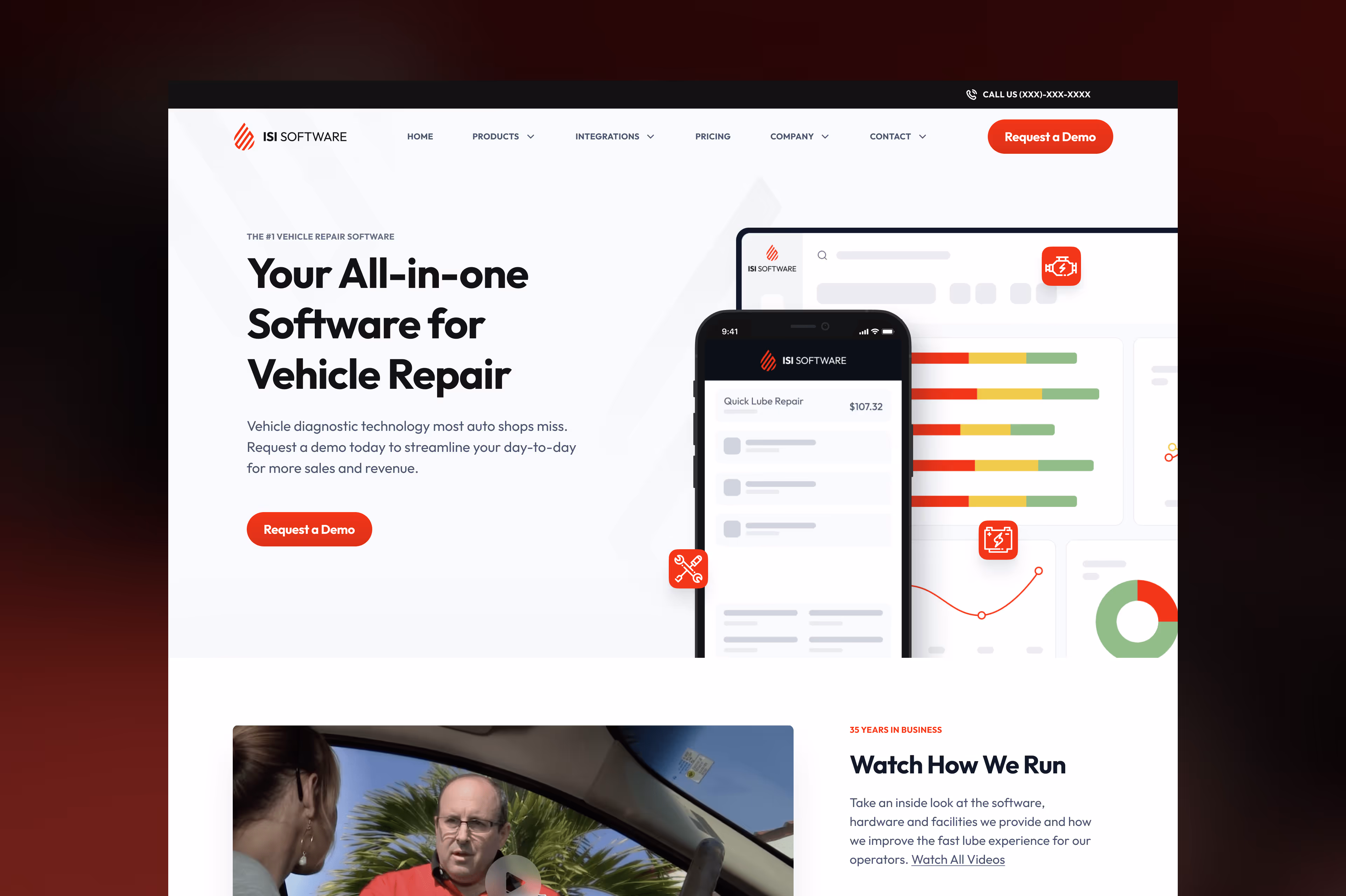 Vehicle repair website design