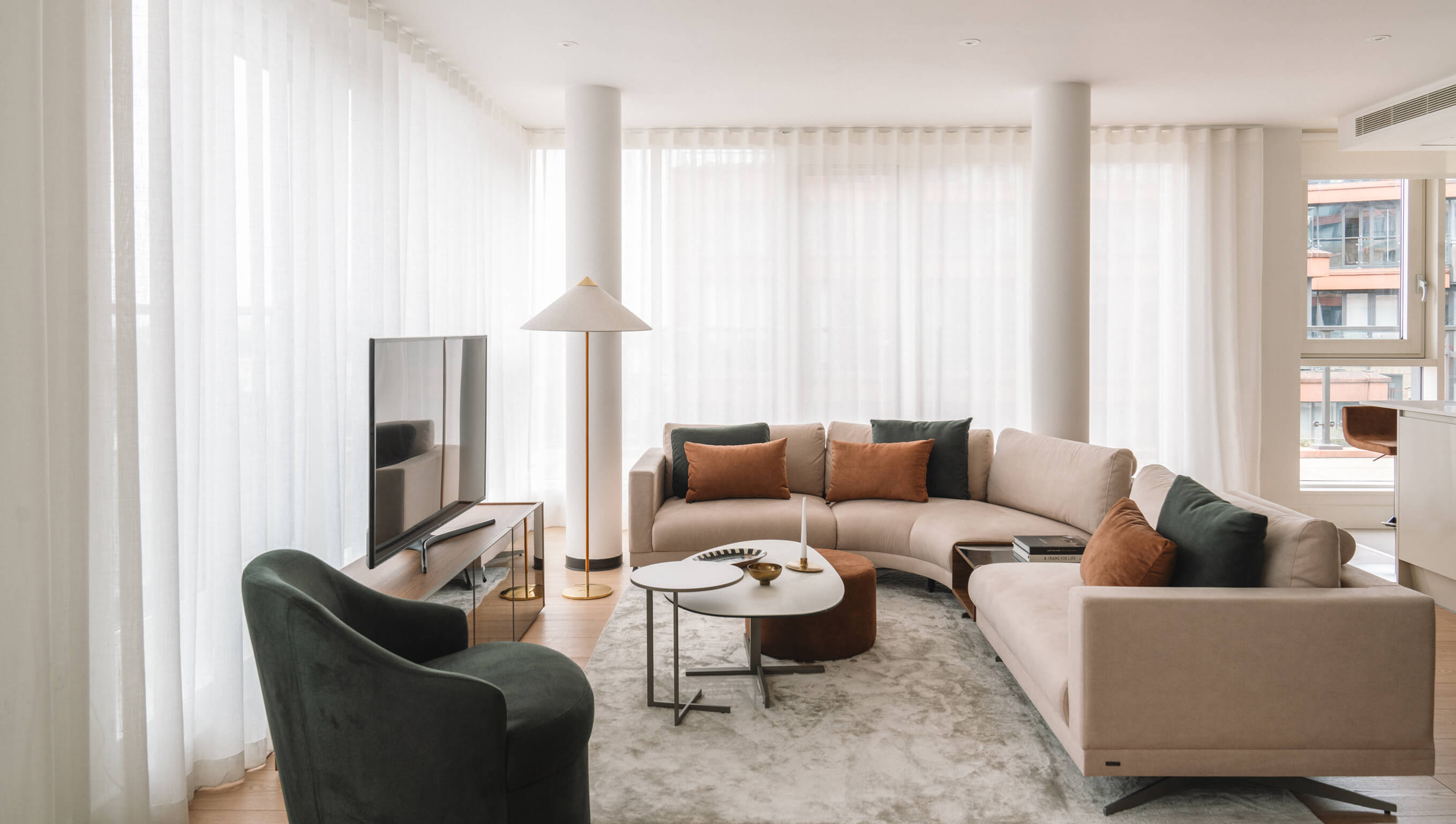 Third full landscape image showing interior designed spaces