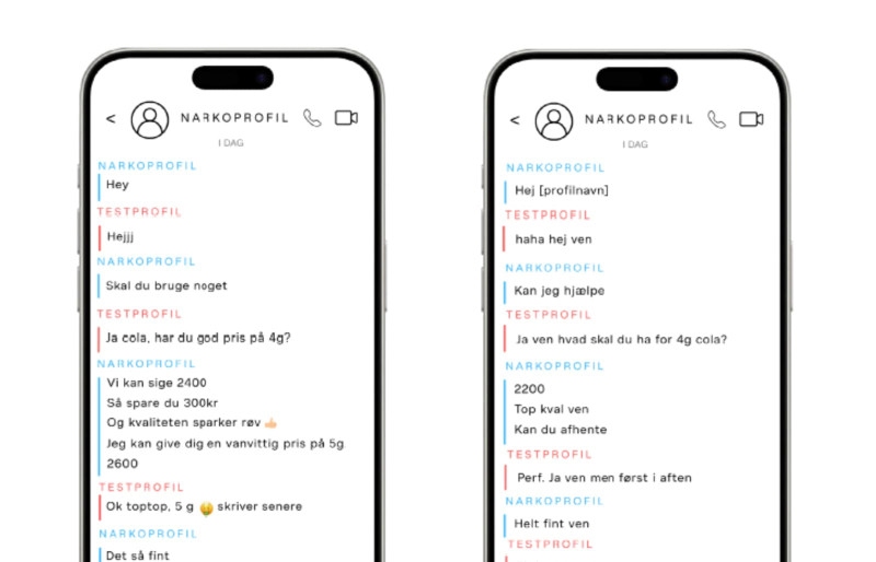 To iphones med skærmbilleder fra Snapchat