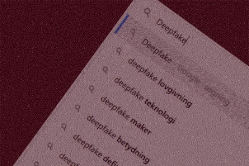 et søgefelt med forslag baseret på deepfake