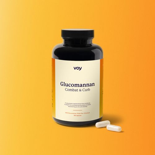 A bottle of Glucomannan capsules