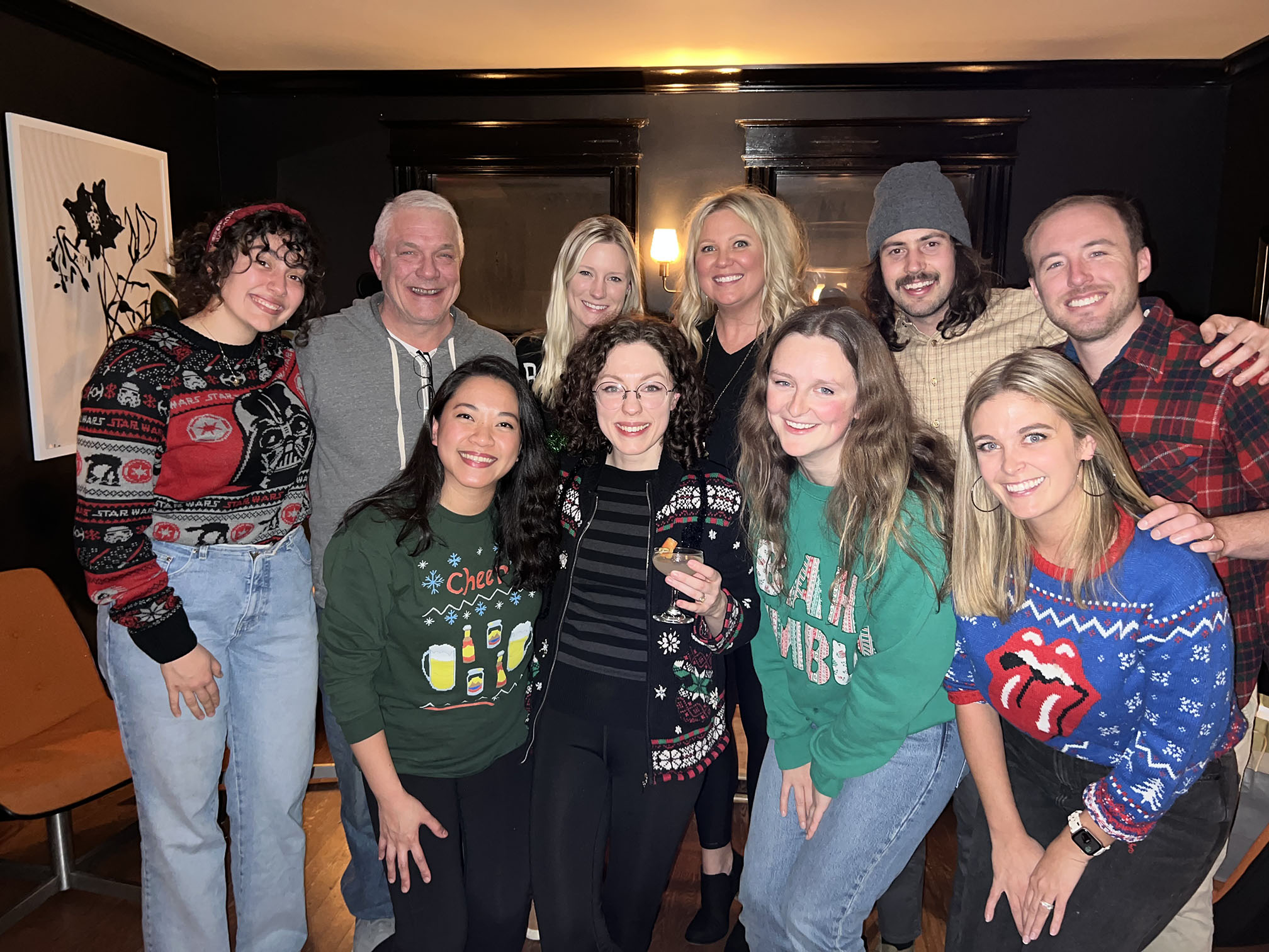 US Team pose for a group picture at the Market Crafters holiday party.