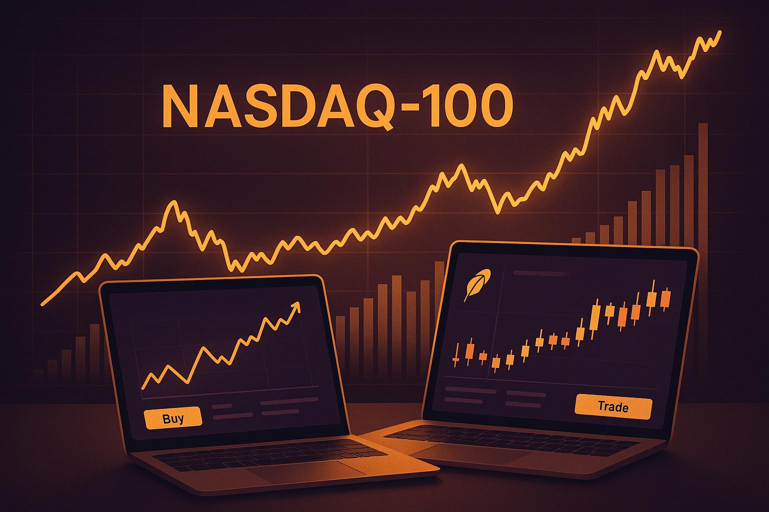 What NASDAQ-100 funds are available on Robinhood/Webull, and what do I give  up vs full-service brokers?