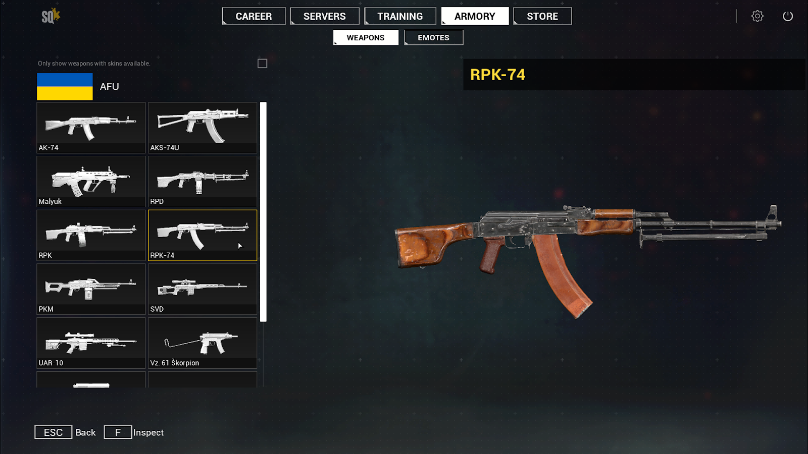 Armory preview and inspect any weapon