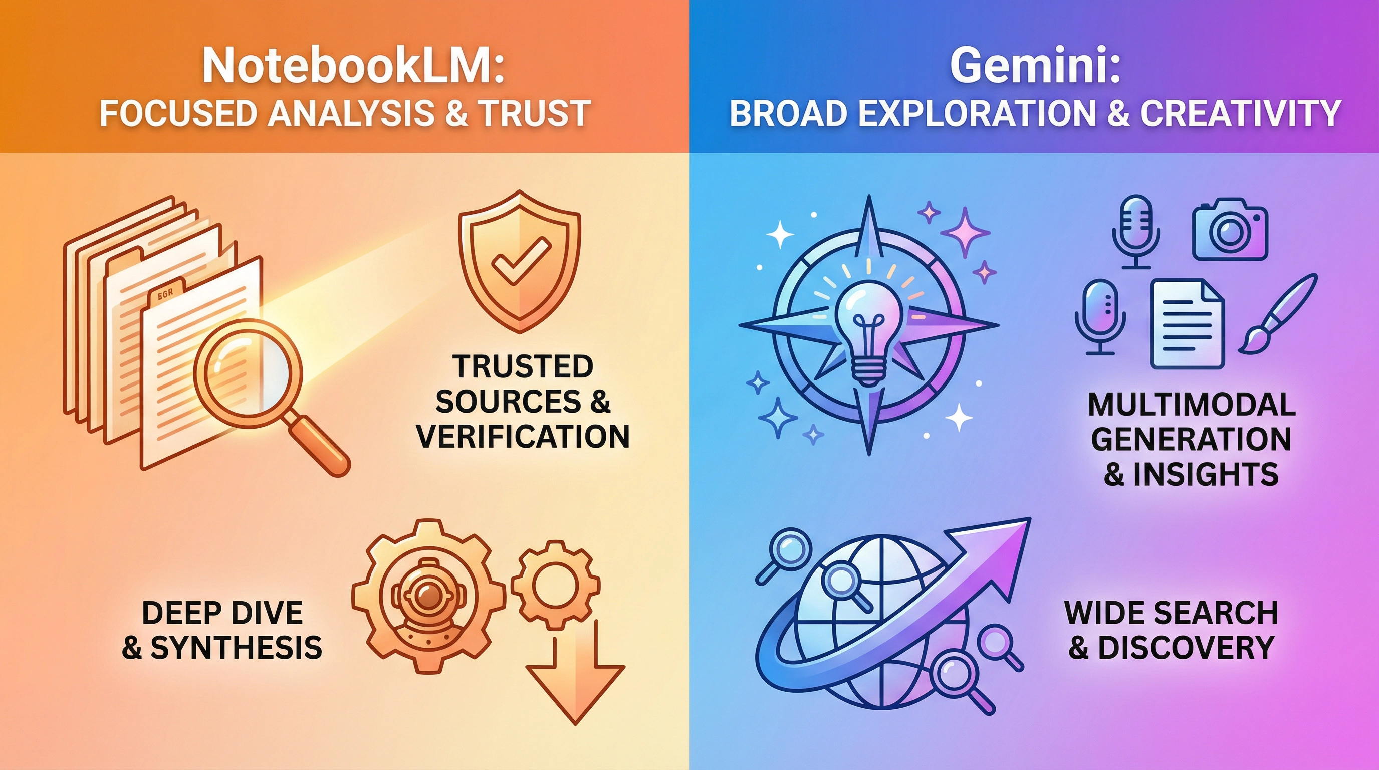 NotebookLMとGeminiの比較インフォグラフィック