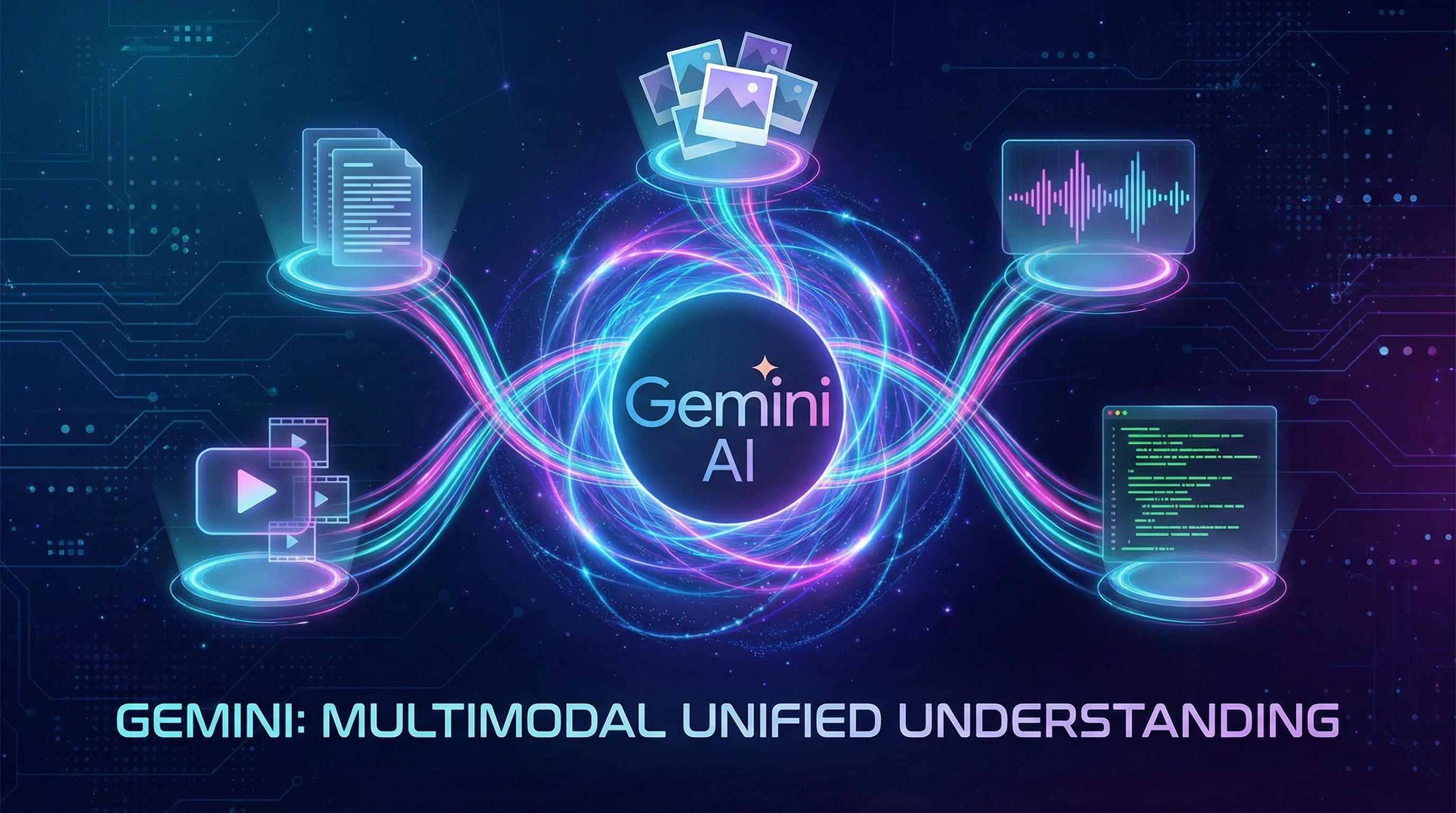 Geminiのマルチモーダル能力を表現するイラスト