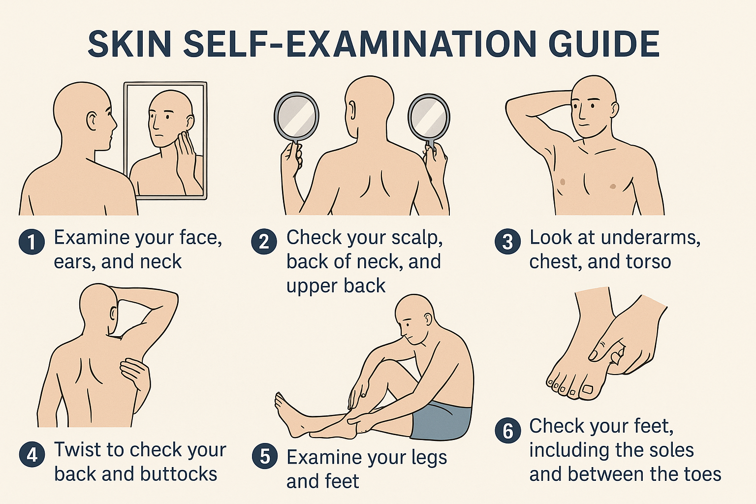  Design a step-by-step skin self-examination guide in 1536x1