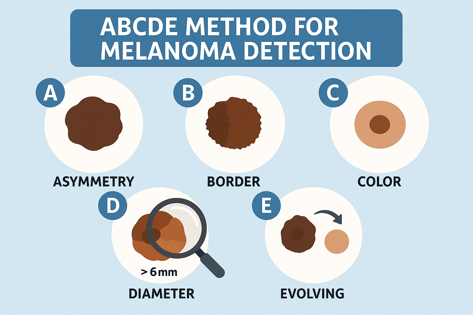  Create a 1024x1024 square image illustrating the ABCDE meth
