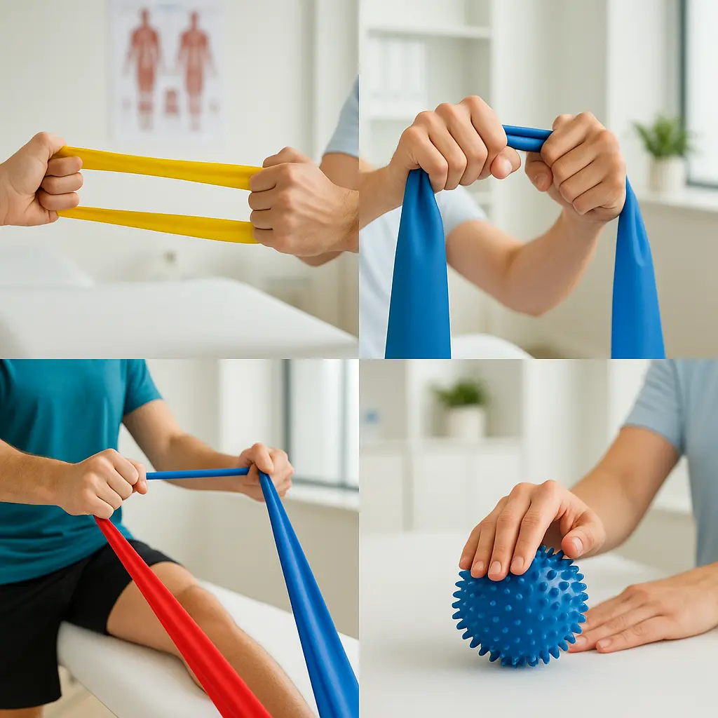 Physical therapy and rehabilitation image showing hands perf