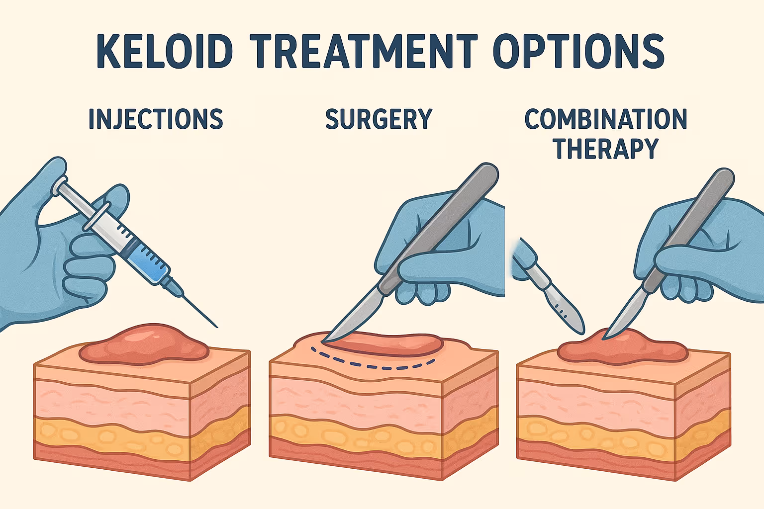 Illustration for: Keloid Treatment Options: Injections, Surgery, and Combination Therapy