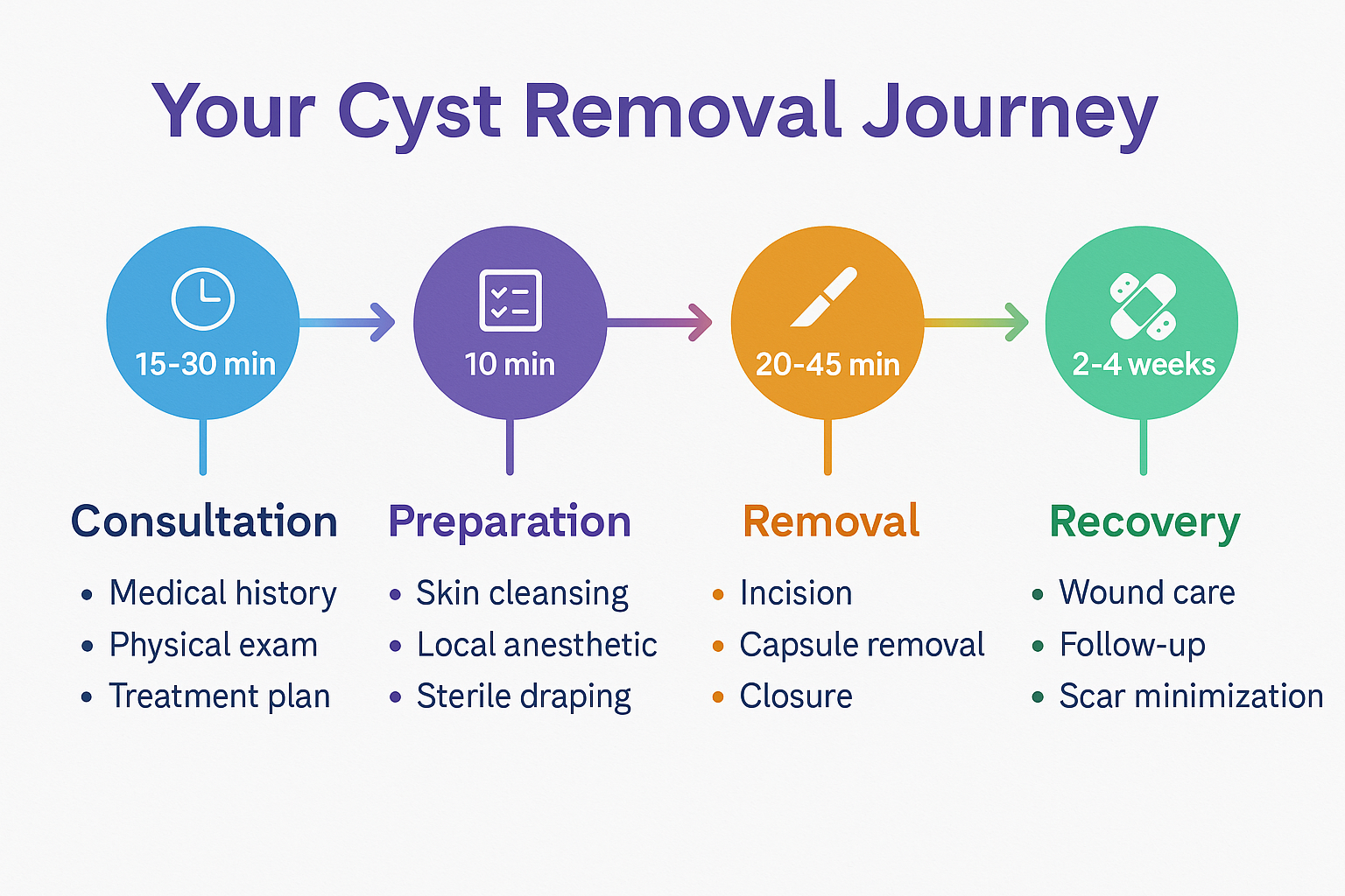Professional landscape process flowchart (1536x1024) for section "The Removal Procedure: What to Expect". Type: Step-by-Step Timeline. White