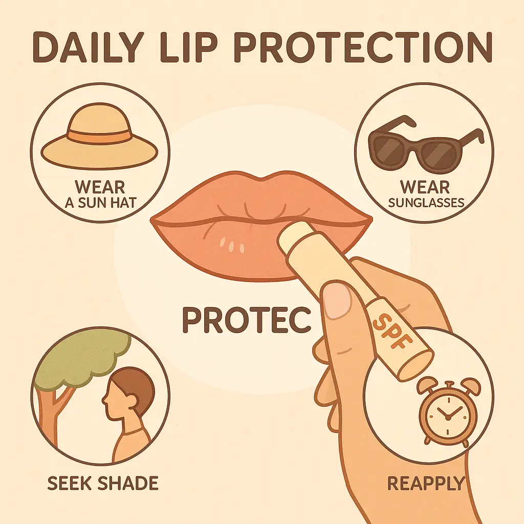  1024x1024 square illustration showing proper daily lip prot