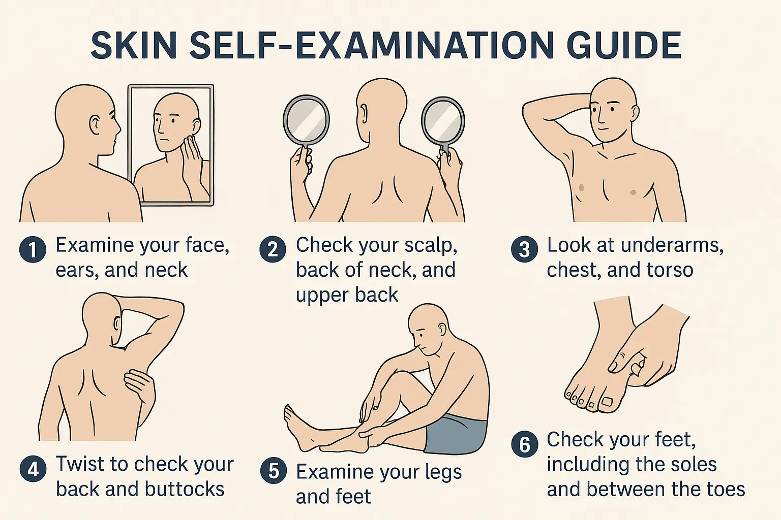  Design a step-by-step skin self-examination guide in 1536x1