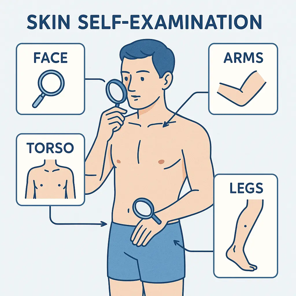 Create a 1024x1024 square illustration showing proper skin s