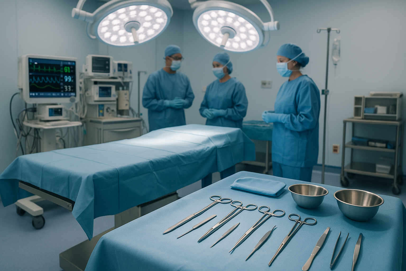 Landscape photograph (1536x1024) showing modern ambulatory surgery center operating room equipped for same-day procedures including mole rem