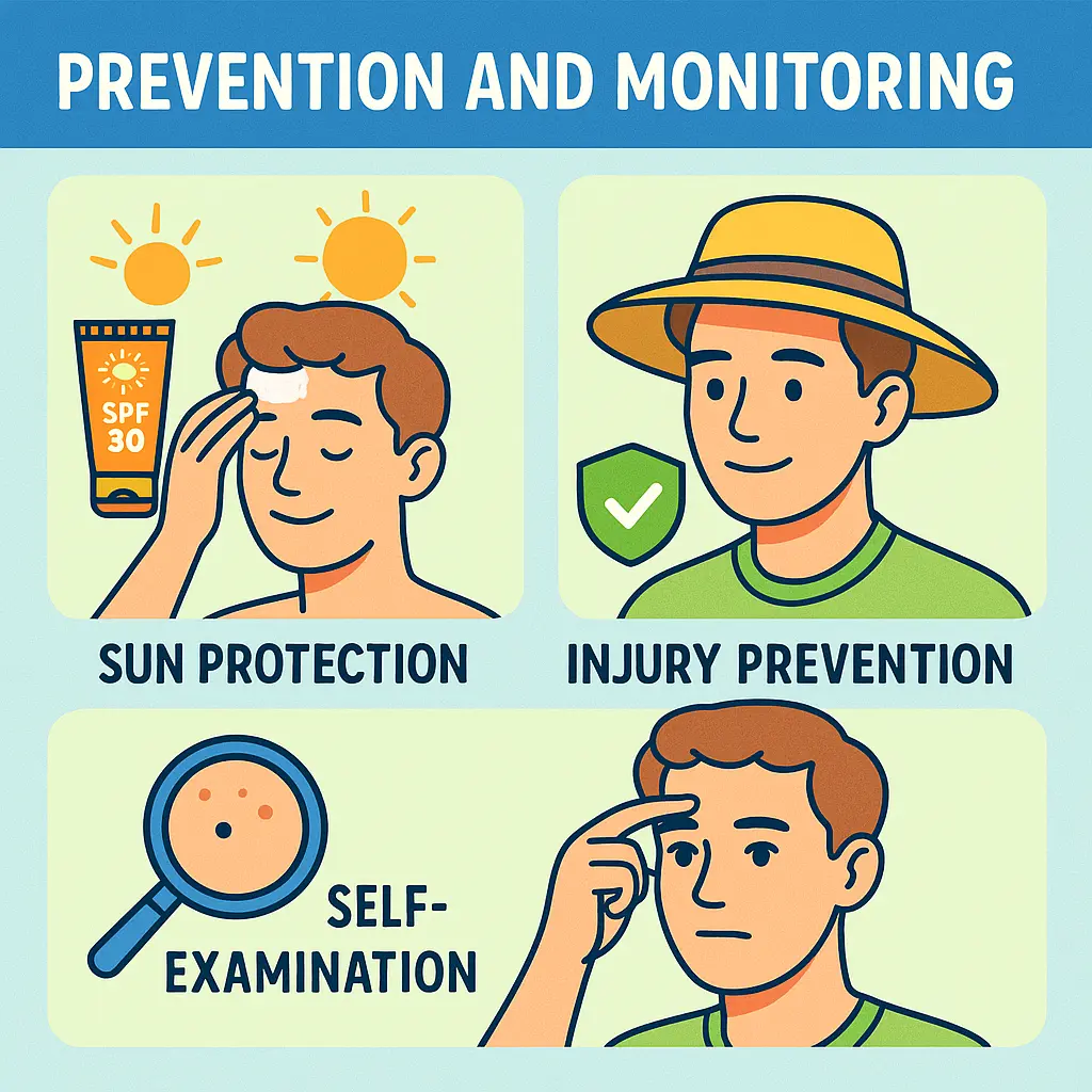 Design a prevention and monitoring guide illustration in 102