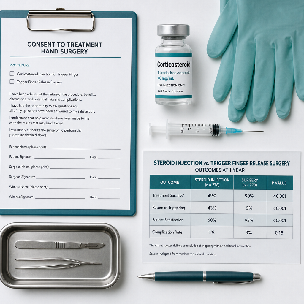 Comparing steroid injection vs. trigger finger surgery outcomes