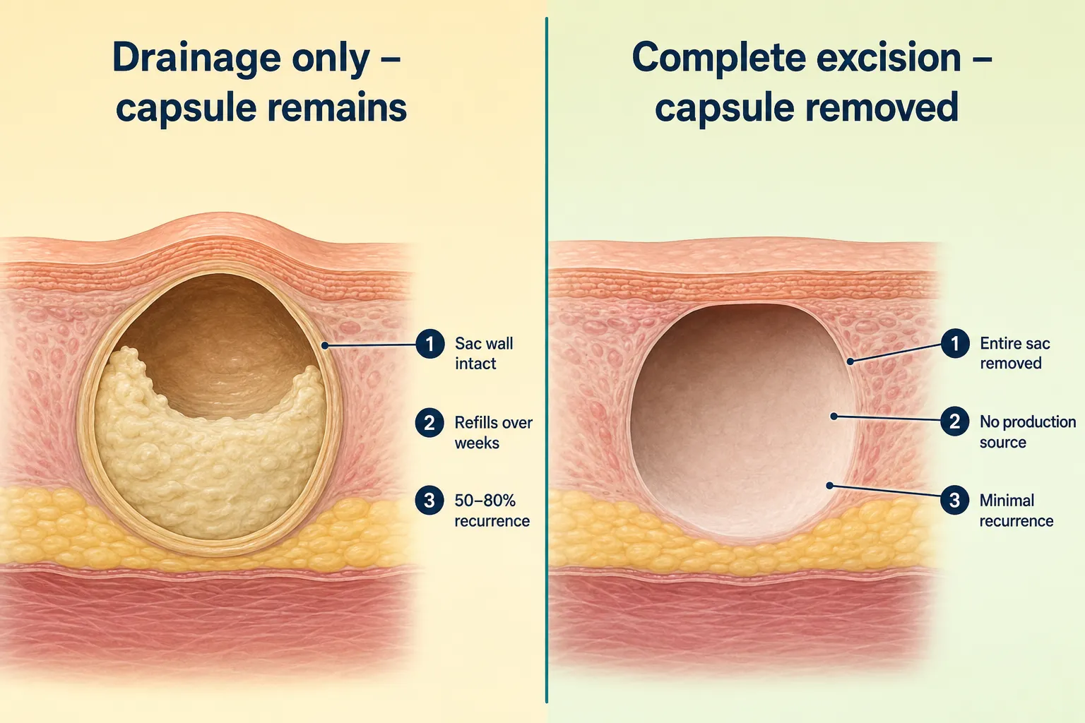 What affects your cyst removal results and scar?