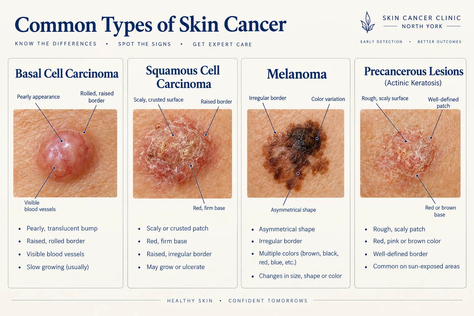 What skin cancers do we treat at our North York clinic?