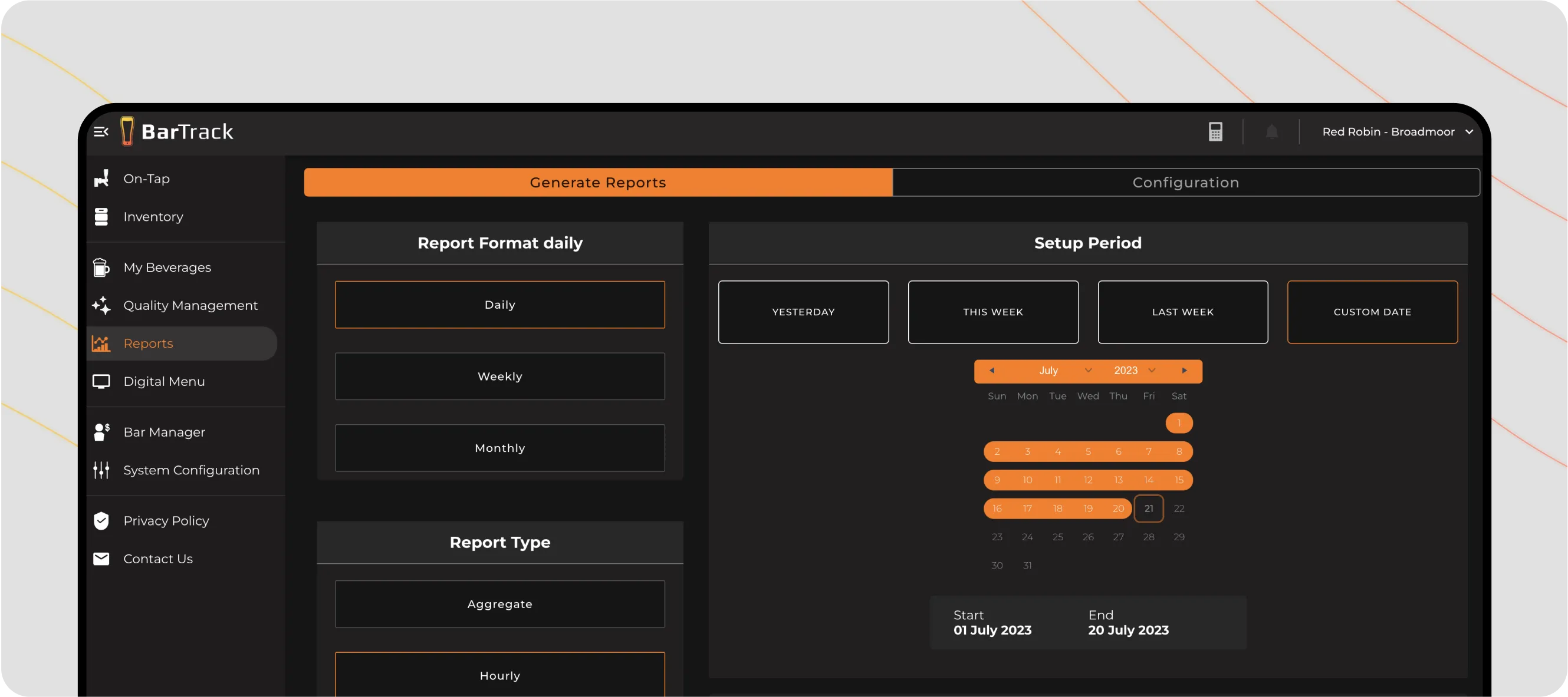 Dashboard mockup