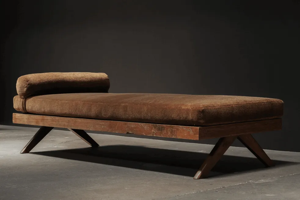 Pierre Jeanneret Daybed with Bolster in Mohair