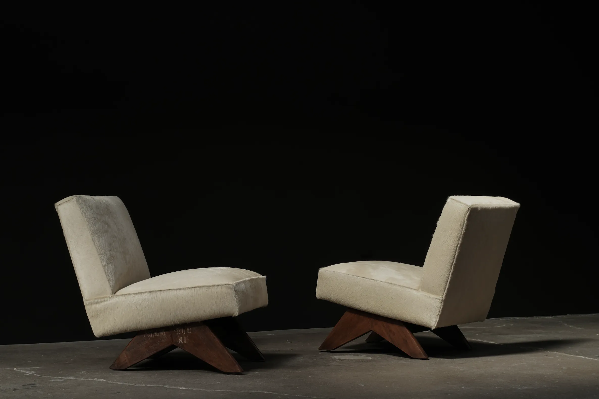 Pierre Jeanneret Fireside Chairs, Brown - Pair