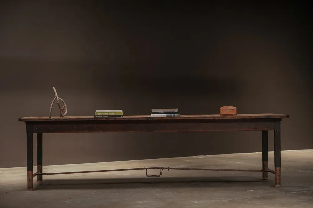 Wood Console with Metal Detail