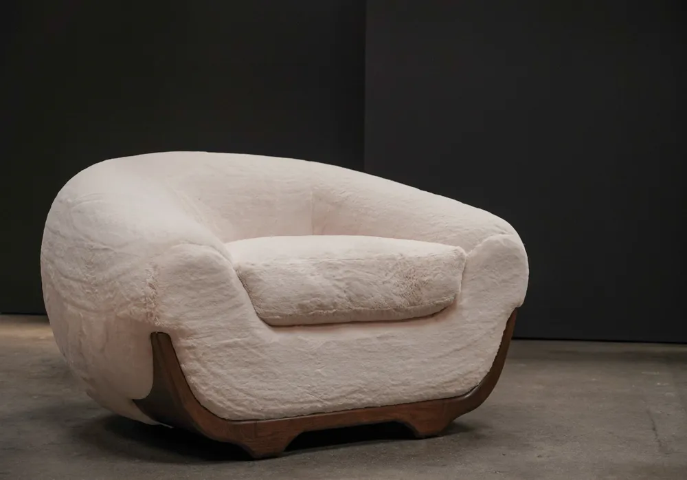 Pair of Stratus Chairs, Faux Fur by Studio Balestra