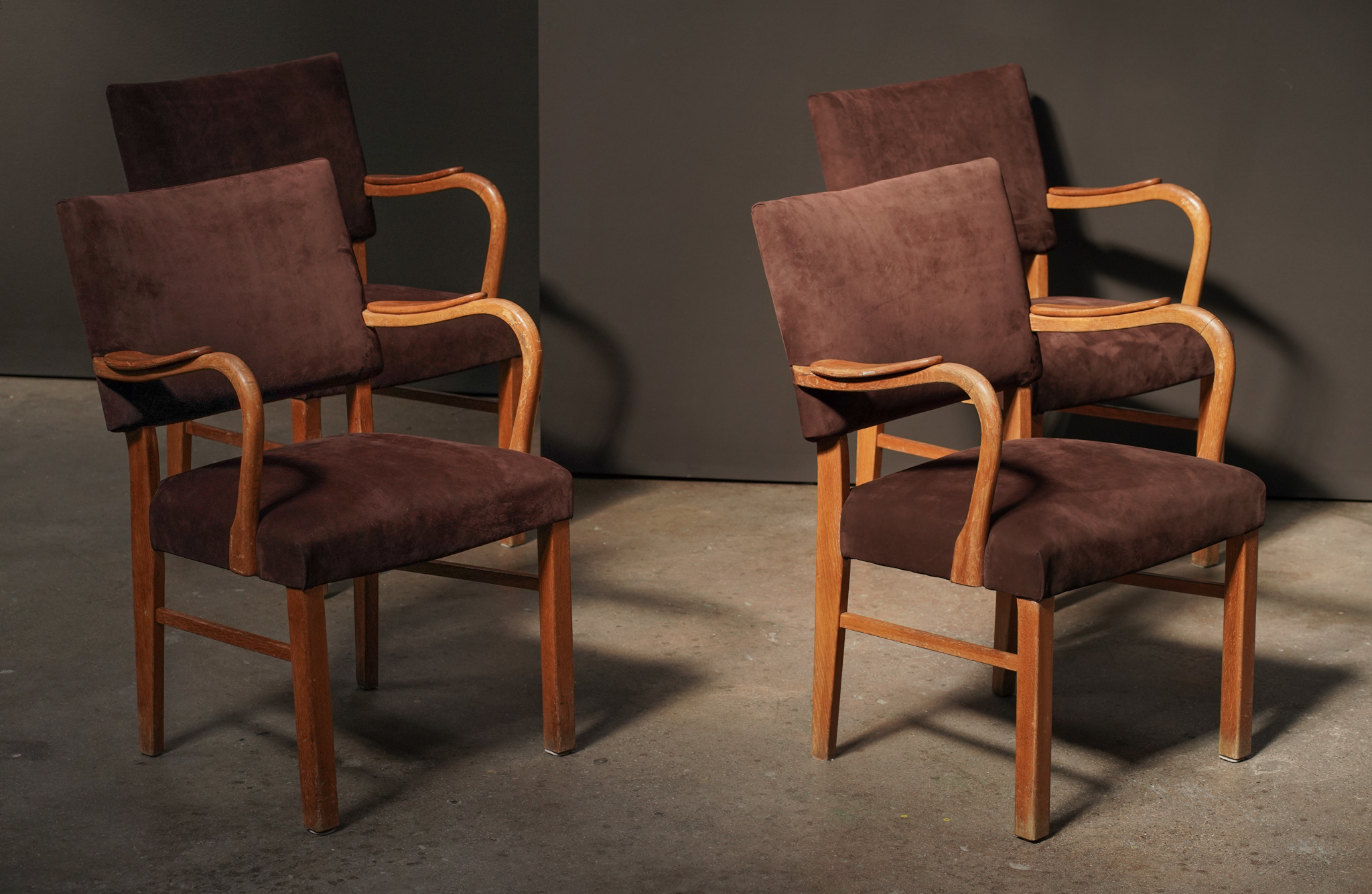 Chocolate Suede Game Chairs, Set of 4