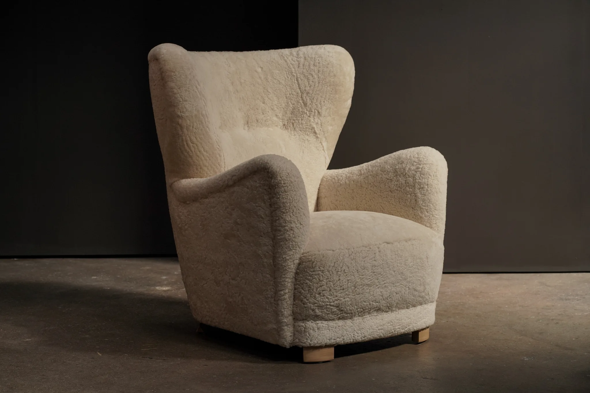 Wing Chair, Bone Shearling	