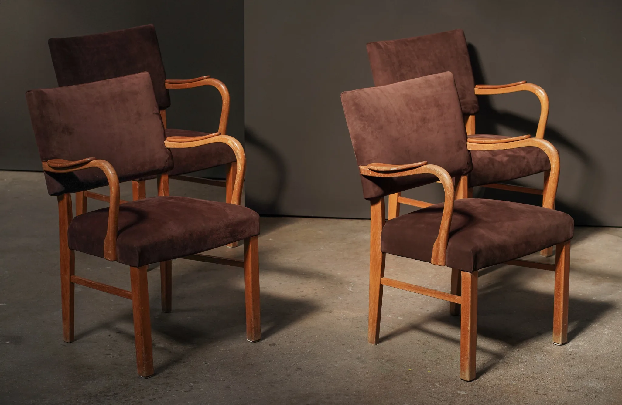 Chocolate Suede Game Chairs, Set of 4