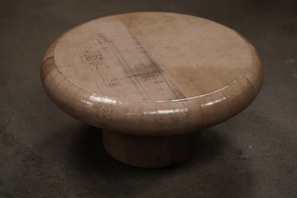 Round Paper Coffee Table, 32" Tan