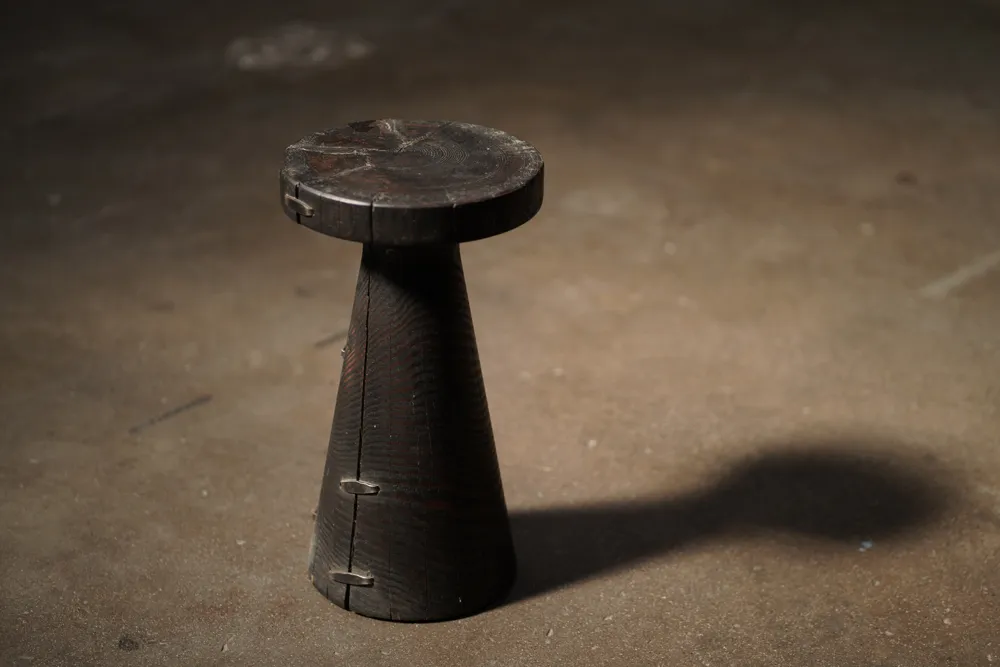 Small Black Side Table with Metal Detail