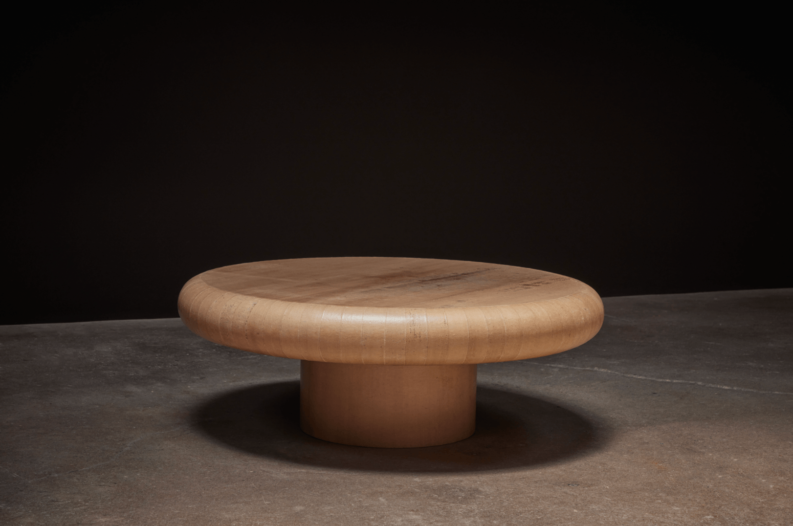 Round Paper Coffee Table, Tan, by Studio Balestra