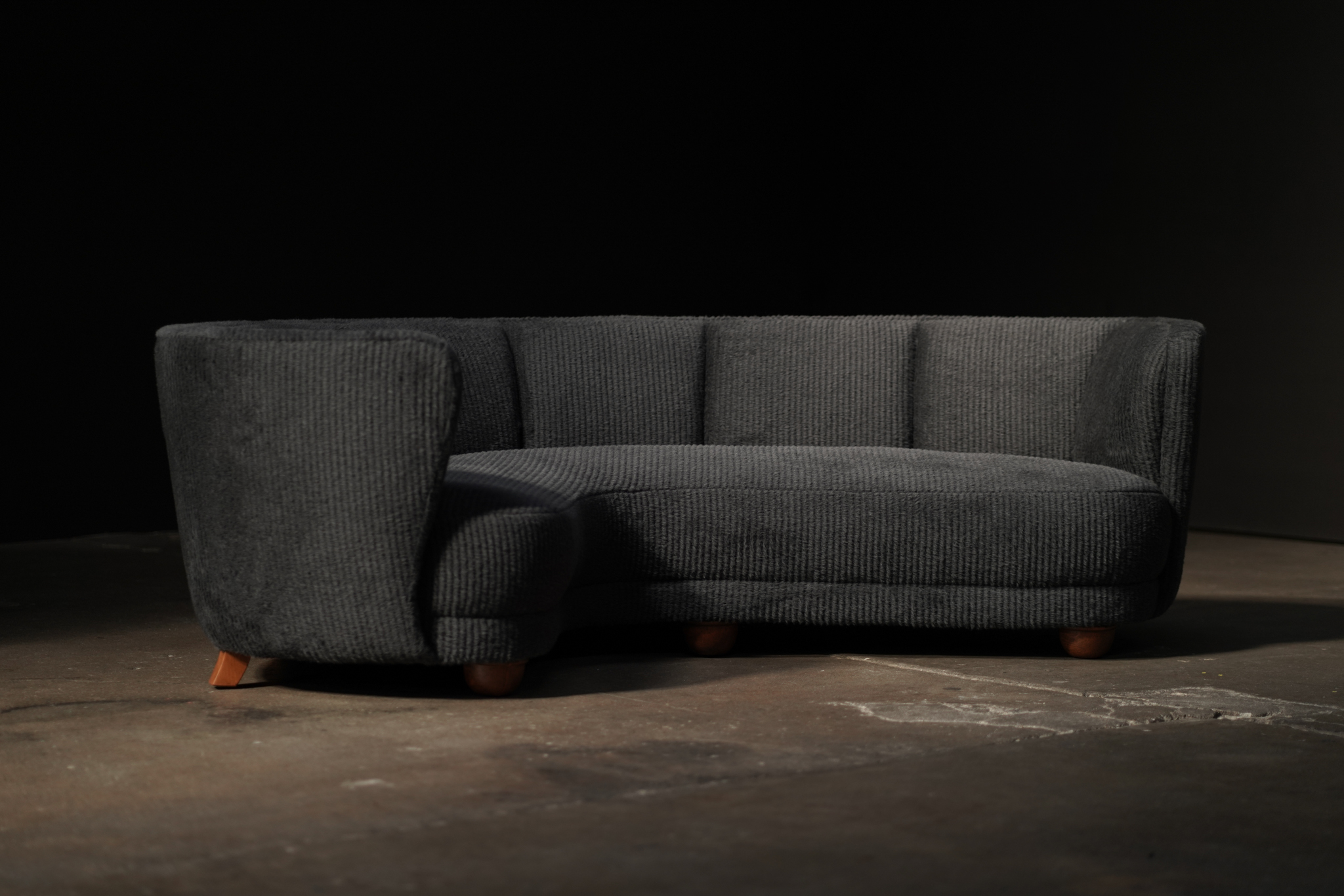 Danish Curved Sofa, Alpaca
